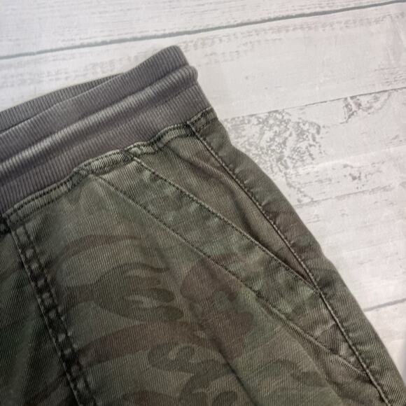 Level 99 Army Green Camo Pants size Large Linen Stretch Joggers Cuffs Drawstring - Picture 4 of 9